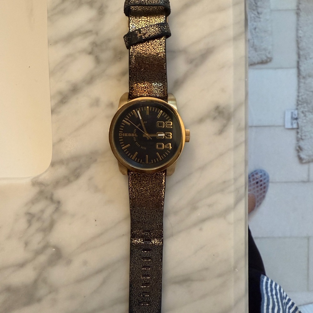 Gold and Black Diesel Watch